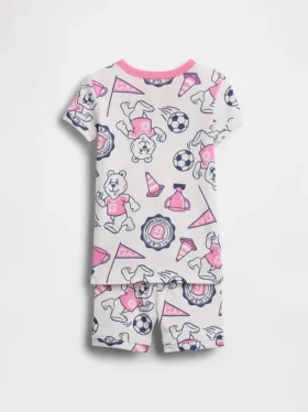 Pyjama-Set für Baby & Kleinkind aus gebürsteter Bio-Baumwolle mit Bären-Logo