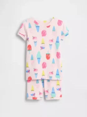 Pyjama-Set für Baby & Kleinkind aus gebürsteter Bio-Baumwolle mit Eiscreme-Motiv