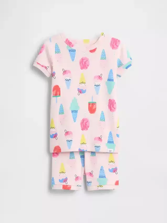 Pyjama-Set für Baby & Kleinkind aus gebürsteter Bio-Baumwolle mit Eiscreme-Motiv
