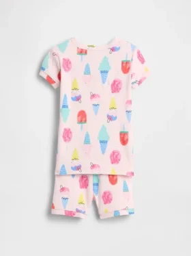 Pyjama-Set für Baby & Kleinkind aus gebürsteter Bio-Baumwolle mit Eiscreme-Motiv