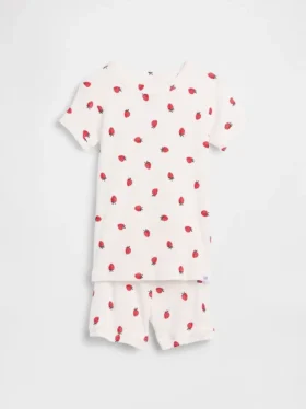 Pyjama-Set für Baby & Kleinkind aus gebürsteter Bio-Baumwolle mit Erdbeer-Motiv