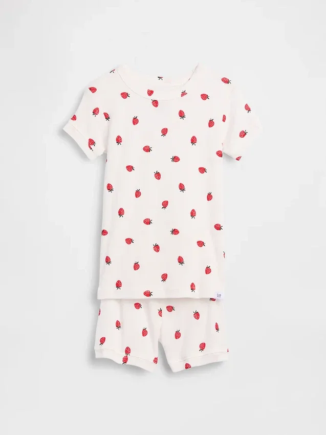 Pyjama-Set für Baby & Kleinkind aus gebürsteter Bio-Baumwolle mit Erdbeer-Motiv