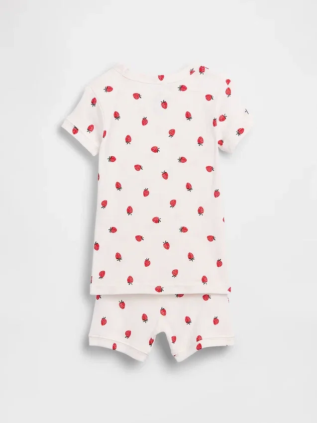 Pyjama-Set für Baby & Kleinkind aus gebürsteter Bio-Baumwolle mit Erdbeer-Motiv