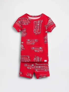 Pyjama-Set für Baby & Kleinkind aus gebürsteter Bio-Baumwolle mit Feuerwehrauto-Motiv