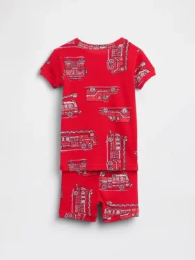 Pyjama-Set für Baby & Kleinkind aus gebürsteter Bio-Baumwolle mit Feuerwehrauto-Motiv