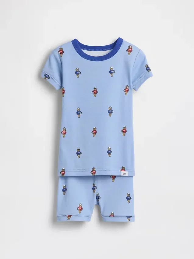 Pyjama-Set für Baby & Kleinkind aus gebürsteter Bio-Baumwolle mit Fußball-Bären-Motiv