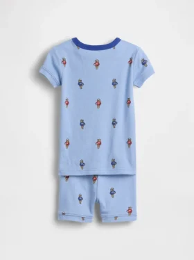 Pyjama-Set für Baby & Kleinkind aus gebürsteter Bio-Baumwolle mit Fußball-Bären-Motiv