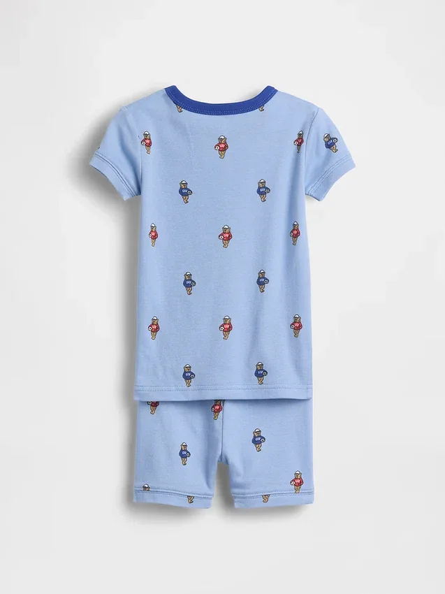 Pyjama-Set für Baby & Kleinkind aus gebürsteter Bio-Baumwolle mit Fußball-Bären-Motiv