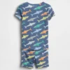 Pyjama-Set für Baby & Kleinkind aus gebürsteter Bio-Baumwolle mit Hai-Motiv in Form von Shorts