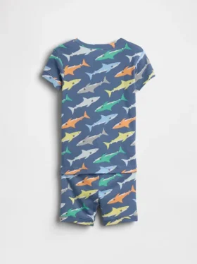 Pyjama-Set für Baby & Kleinkind aus gebürsteter Bio-Baumwolle mit Hai-Motiv in Form von Shorts