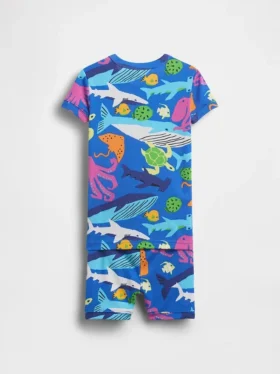 Pyjama-Set für Baby & Kleinkind aus gebürsteter Bio-Baumwolle mit Meeresbewohner-Motiv
