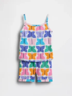 Pyjama-Set für Baby & Kleinkind aus gebürsteter Bio-Baumwolle mit Schmetterlingsmotiv (Top und Shorts)