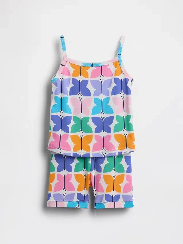 Pyjama-Set für Baby & Kleinkind aus gebürsteter Bio-Baumwolle mit Schmetterlingsmotiv (Top und Shorts)