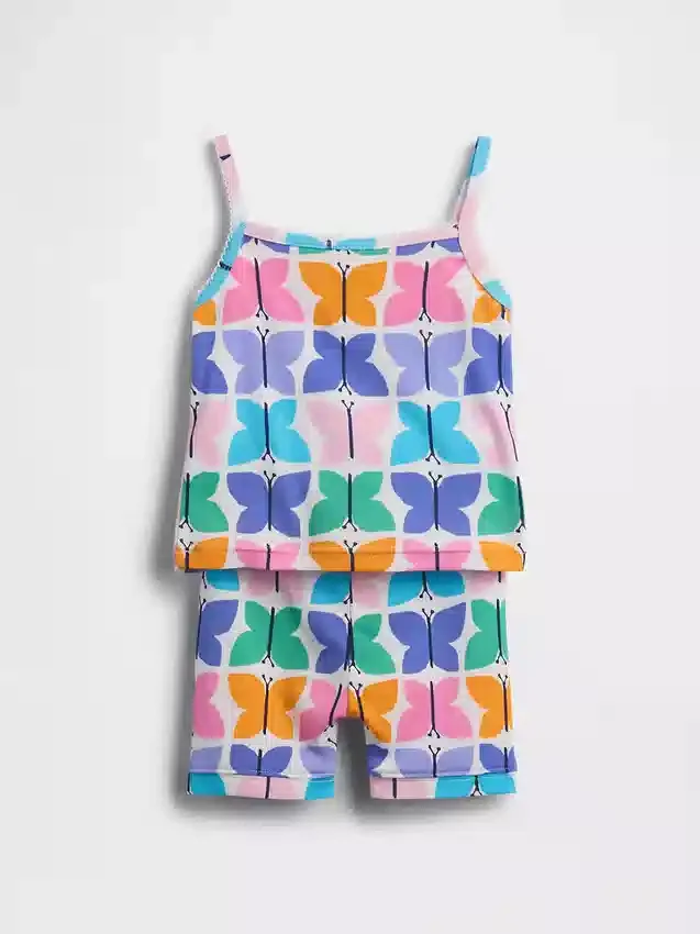 Pyjama-Set für Baby & Kleinkind aus gebürsteter Bio-Baumwolle mit Schmetterlingsmotiv (Top und Shorts)