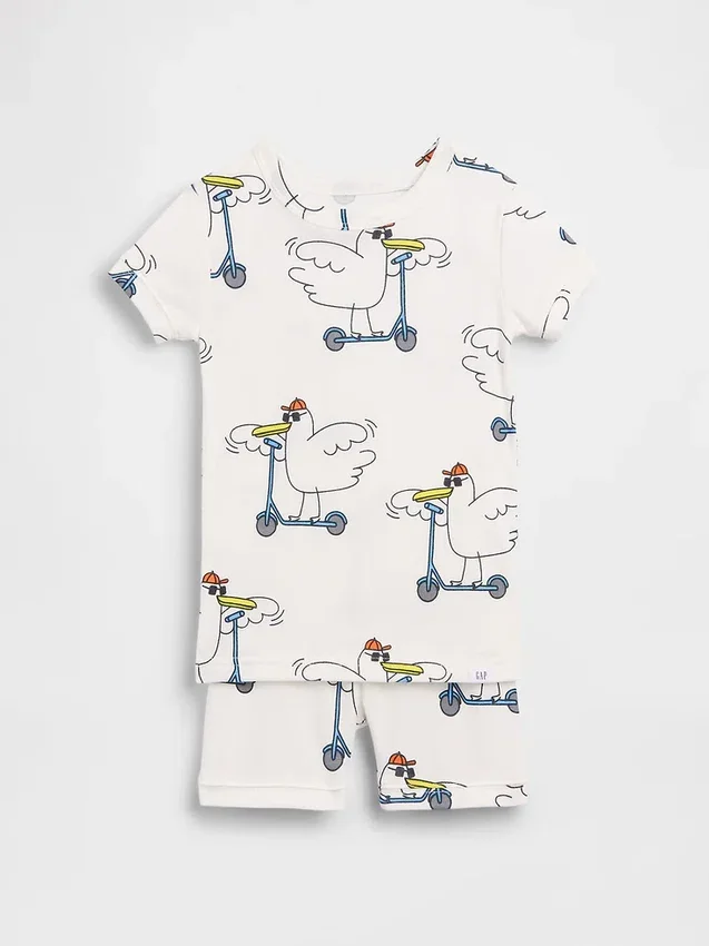 Pyjama-Set für Baby & Kleinkind aus gebürsteter Bio-Baumwolle mit „Scooter Seagull“-Motiv