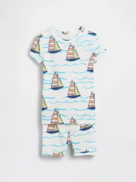 Pyjama-Set für Baby & Kleinkind aus gebürsteter Bio-Baumwolle mit Segelboot-Motiv