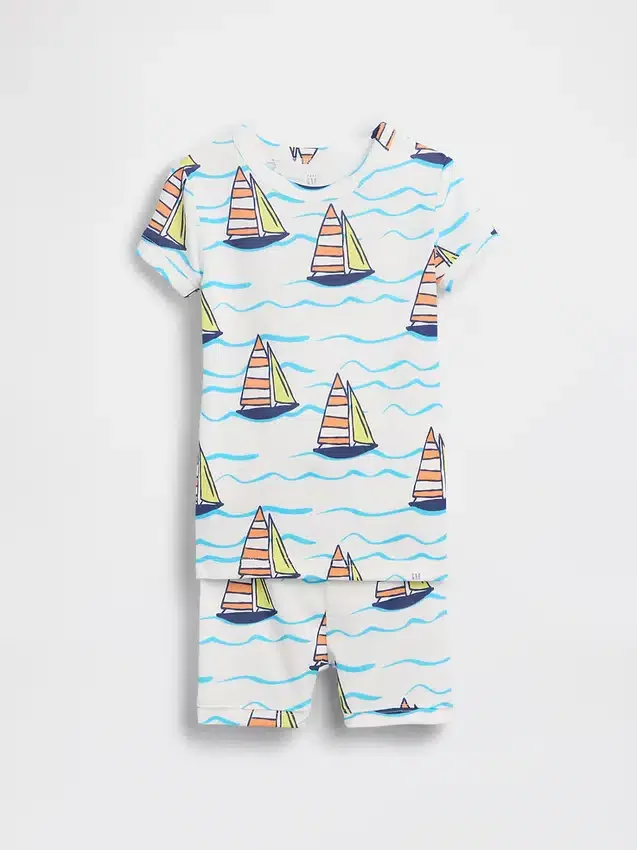 Pyjama-Set für Baby & Kleinkind aus gebürsteter Bio-Baumwolle mit Segelboot-Motiv