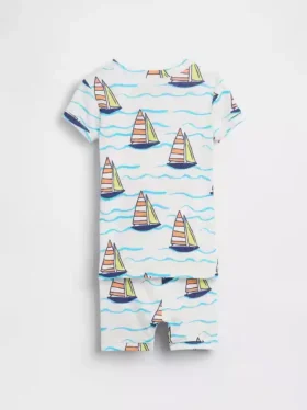Pyjama-Set für Baby & Kleinkind aus gebürsteter Bio-Baumwolle mit Segelboot-Motiv