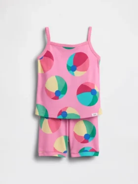 Pyjama-Set für Baby & Kleinkind aus gebürsteter Bio-Baumwolle mit Strandball-Motiv (Top und Shorts)