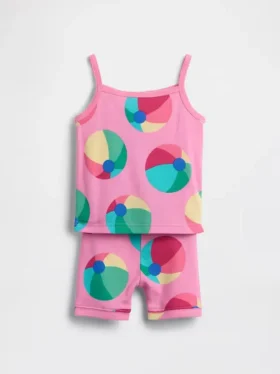 Pyjama-Set für Baby & Kleinkind aus gebürsteter Bio-Baumwolle mit Strandball-Motiv (Top und Shorts)