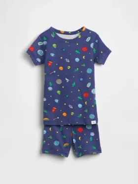 Pyjama-Set für Baby & Kleinkind aus gebürsteter Bio-Baumwolle mit Weltraum-Aliens-Motiv