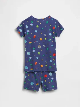 Pyjama-Set für Baby & Kleinkind aus gebürsteter Bio-Baumwolle mit Weltraum-Aliens-Motiv