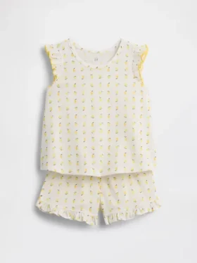 Pyjama-Set für Baby & Kleinkind aus recyceltem Stoff mit Rüschen und Fruchtmotiv