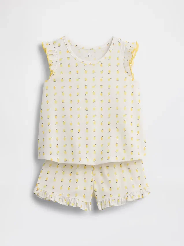 Pyjama-Set für Baby & Kleinkind aus recyceltem Stoff mit Rüschen und Fruchtmotiv