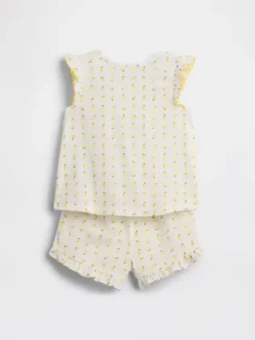 Pyjama-Set für Baby & Kleinkind aus recyceltem Stoff mit Rüschen und Fruchtmotiv