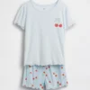 Pyjama-Set für Kinder aus recyceltem Rippstrick-Material in Form von Shorts