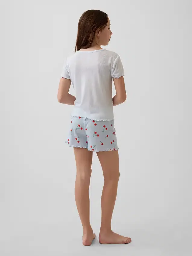 Pyjama-Set für Kinder aus recyceltem Rippstrick-Material in Form von Shorts