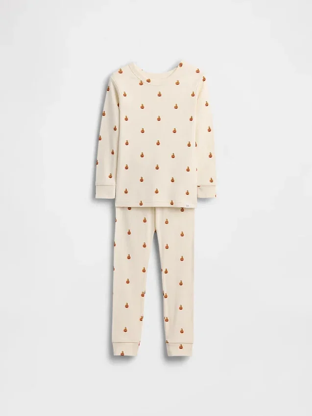 Pyjama-Set für Kinder und Babys aus gebürsteter Bio-Baumwolle mit „Pumpkin Bear“-Motiv