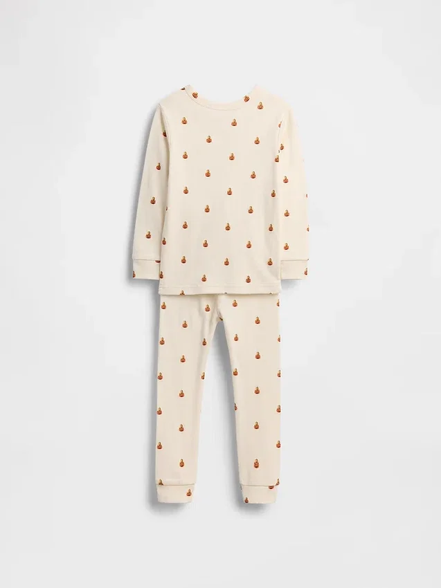 Pyjama-Set für Kinder und Babys aus gebürsteter Bio-Baumwolle mit „Pumpkin Bear“-Motiv