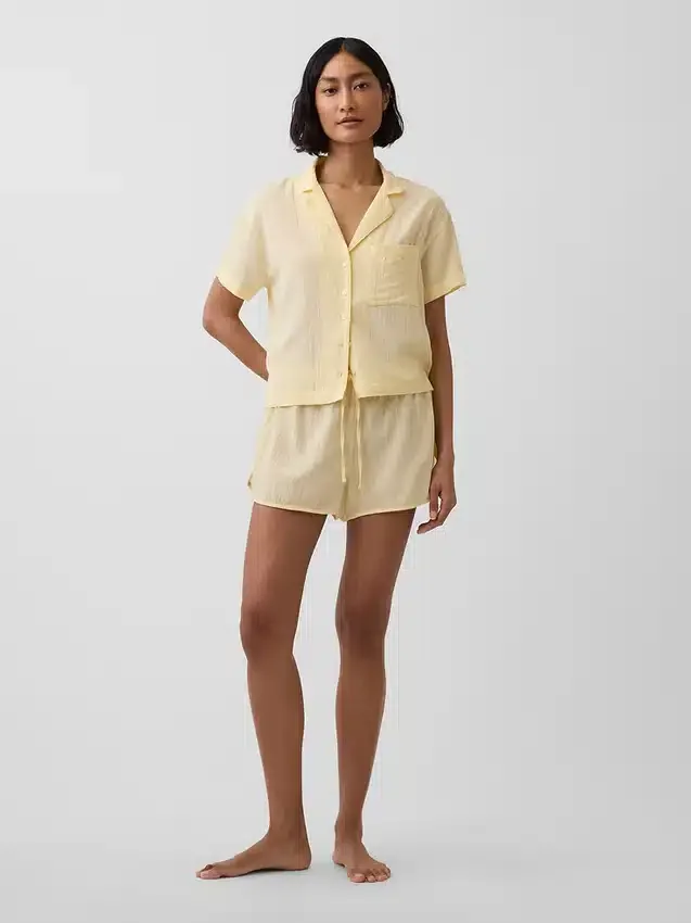 Pyjama-Shorts aus gekräuseltem Gaze
