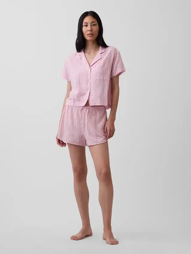 Pyjama-Shorts aus gekräuseltem Gaze