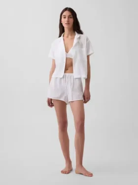 Pyjama-Shorts aus gekräuseltem Gaze