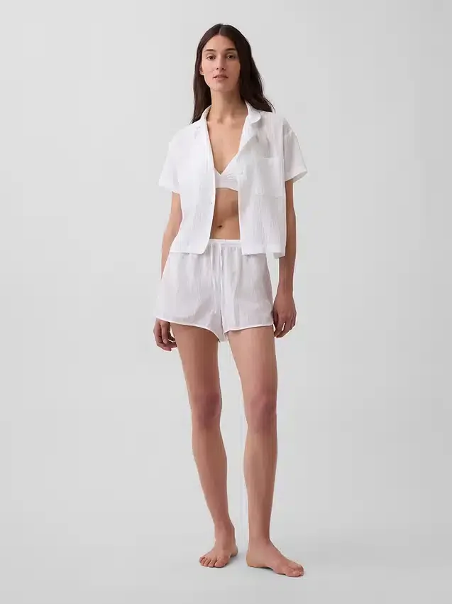 Pyjama-Shorts aus gekräuseltem Gaze