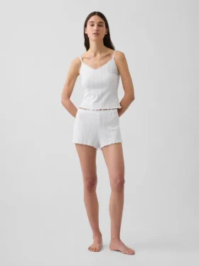 Pyjama-Shorts aus Pointelle-Strick mit gewelltem Saum