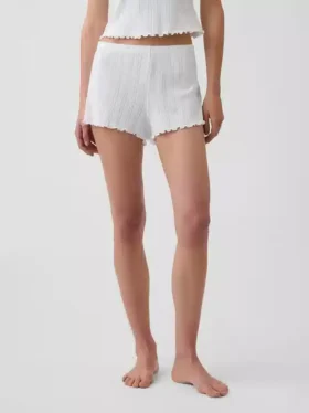Pyjama-Shorts aus Pointelle-Strick mit gewelltem Saum