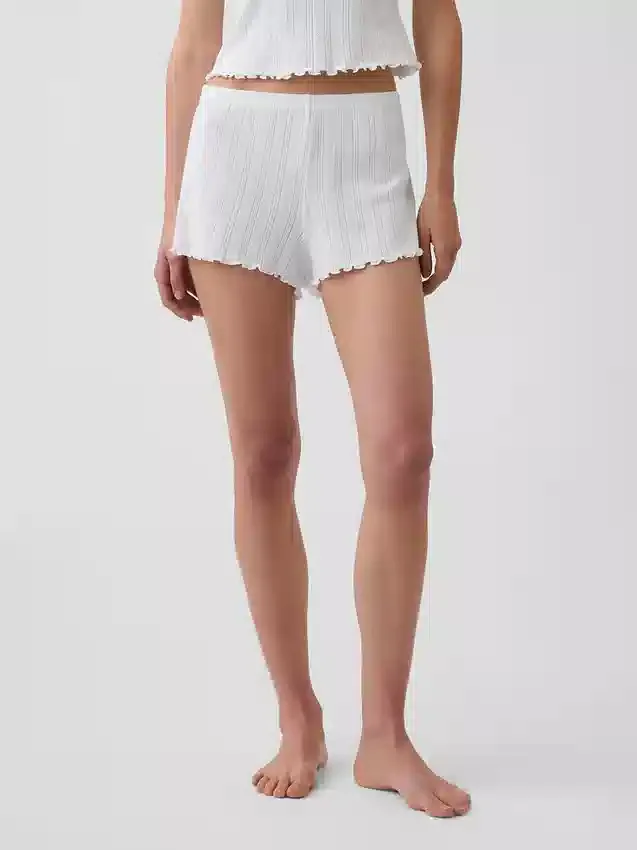 Pyjama-Shorts aus Pointelle-Strick mit gewelltem Saum