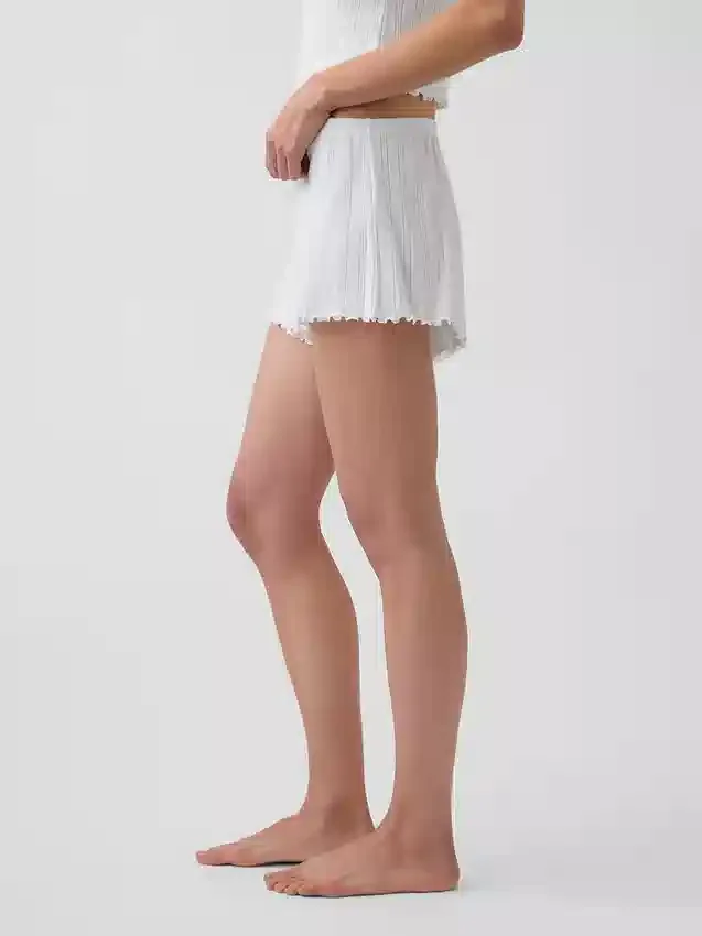 Pyjama-Shorts aus Pointelle-Strick mit gewelltem Saum