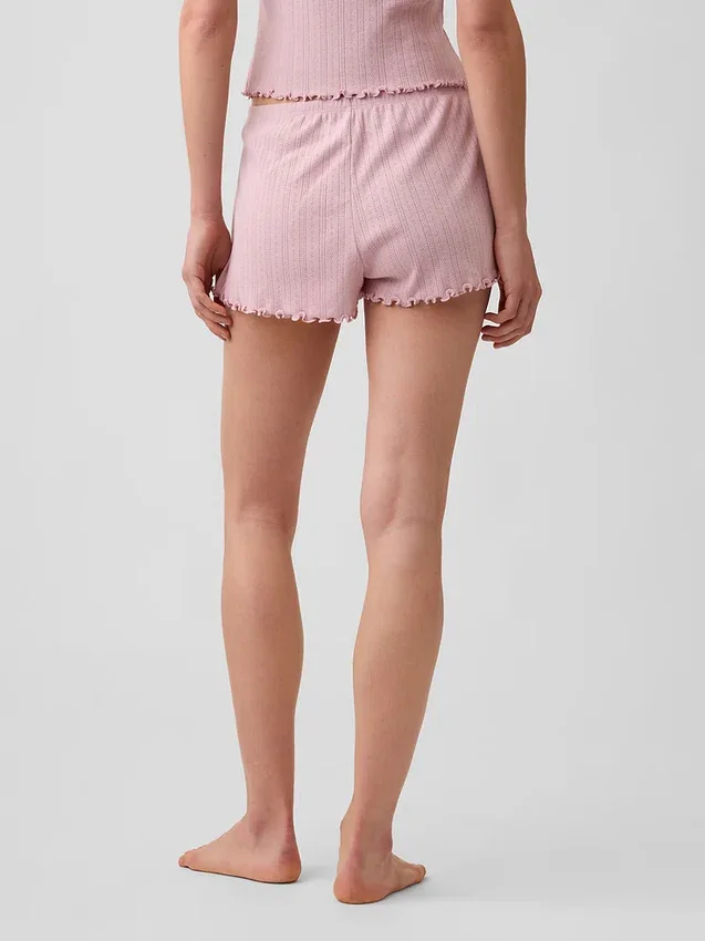 Pyjama-Shorts aus Pointelle-Strick mit gewelltem Saum