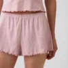 Pyjama-Shorts aus Pointelle-Strick mit gewelltem Saum