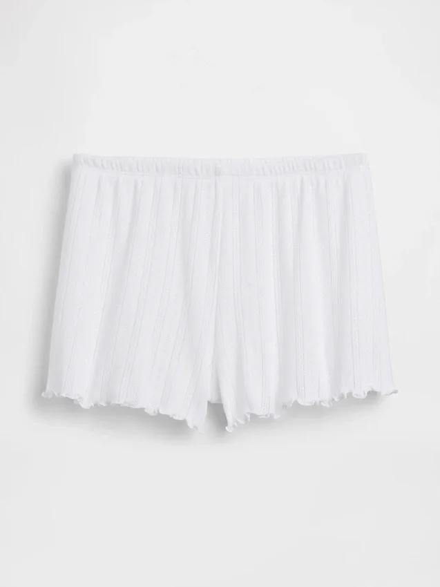 Pyjama-Shorts aus Pointelle-Strick mit gewelltem Saum