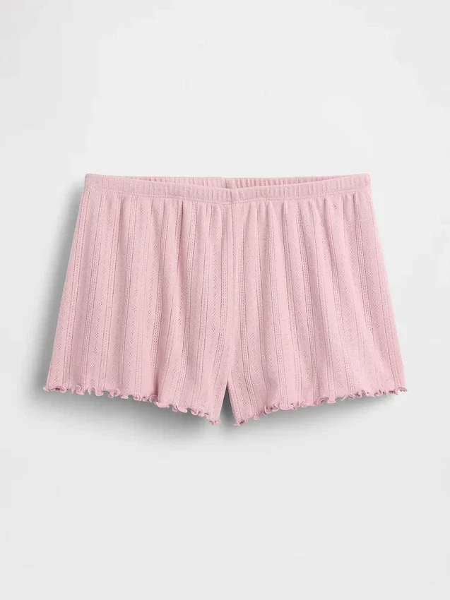 Pyjama-Shorts aus Pointelle-Strick mit gewelltem Saum