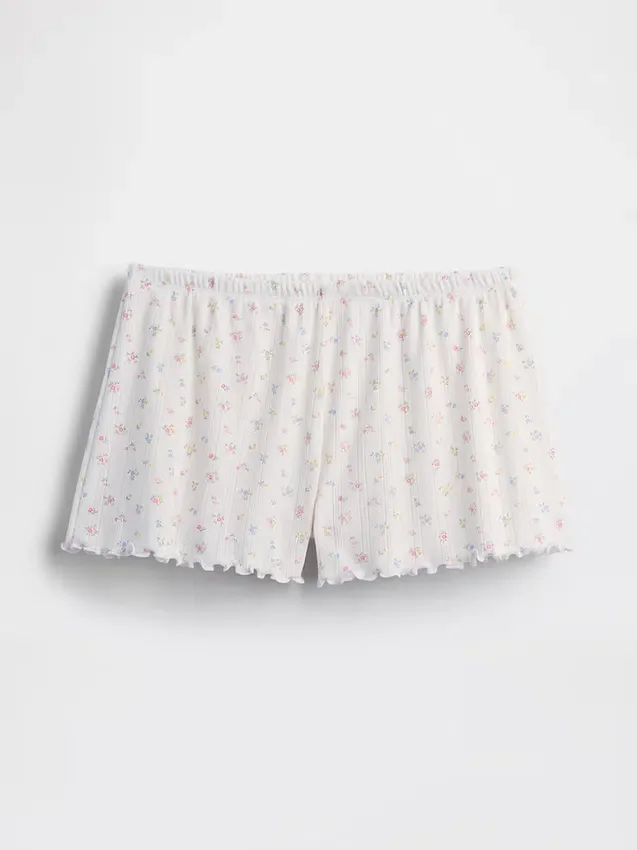 Pyjama-Shorts aus Pointelle-Strick mit gewelltem Saum
