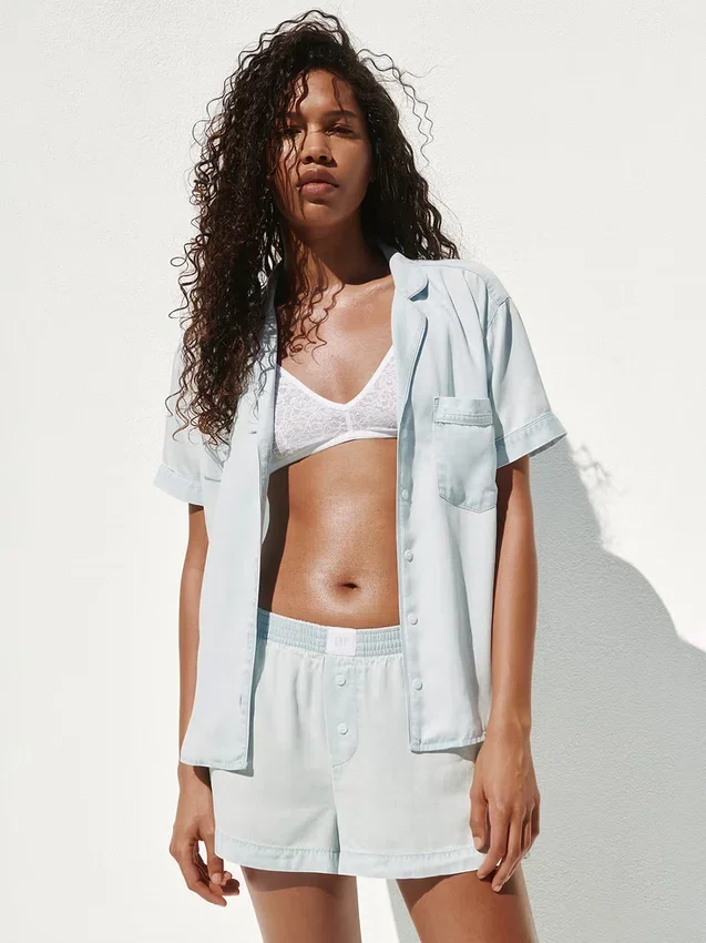 Pyjama-Shorts aus Popeline