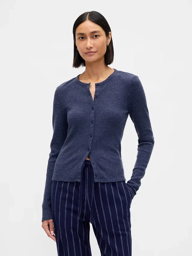 Pyjama-Strickjacke aus Waffelpiqué