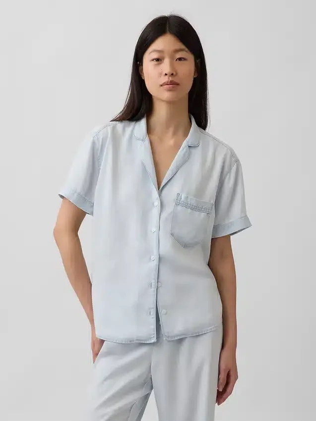 Pyjamahemd aus Popeline
