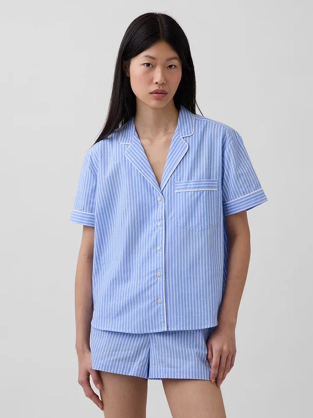 Pyjamahemd aus Popeline